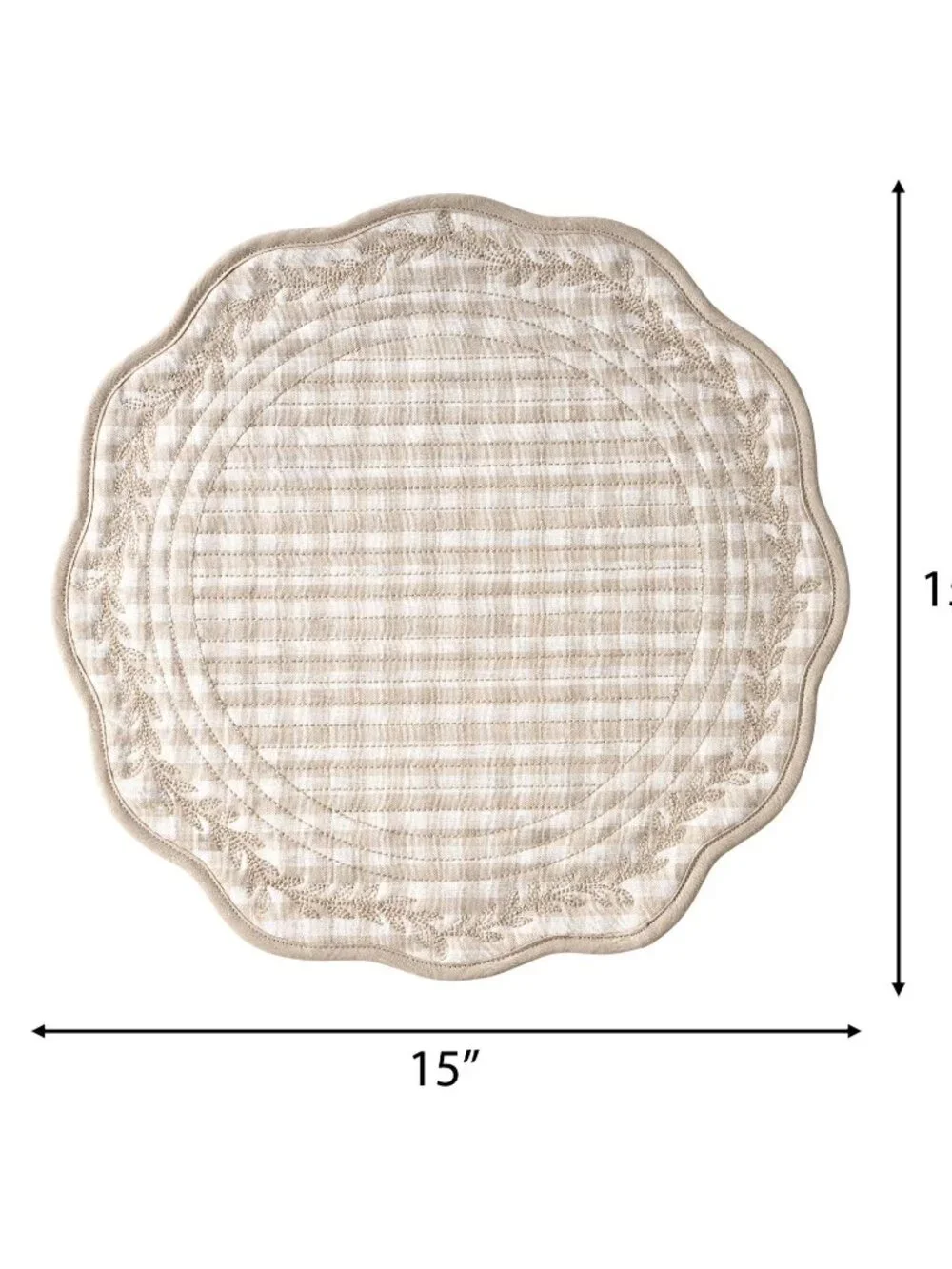 Lot of 4 Pioneer Woman Quilted Mini Gingham Woven Placemat Beige 15